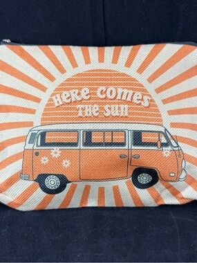 Retro Orange VW Bus Pouch - 'Here Comes The Sun' Everyday Travel